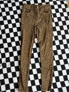 American Eagle Leopard Print Skinny Jeans Size 4 Super High Rise Jegging Stretch